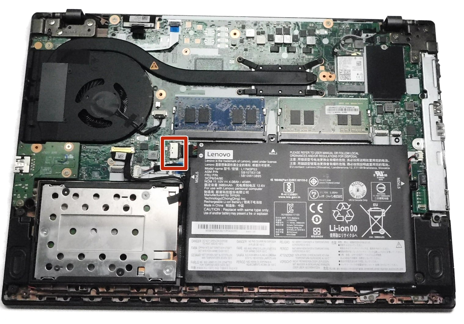 Internal Photo of Lenovo Thinkpad E480 E485 L380 L480 L490 T480s T490 silver frame US keyboard high copy (ThinkPad L490)